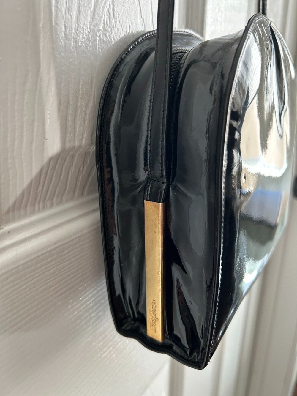Vintage Charles Jourdan Paris Black Patent Shoulder Bag Made in France